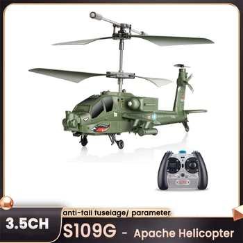 Baru Syma S109G 3.5 CH Anti Jatuh Pesawat Remote Control dengan Gyro Rtf Motor Sikat Pesawat Terbang Helikopter RC Apache Mainan Anak-anak