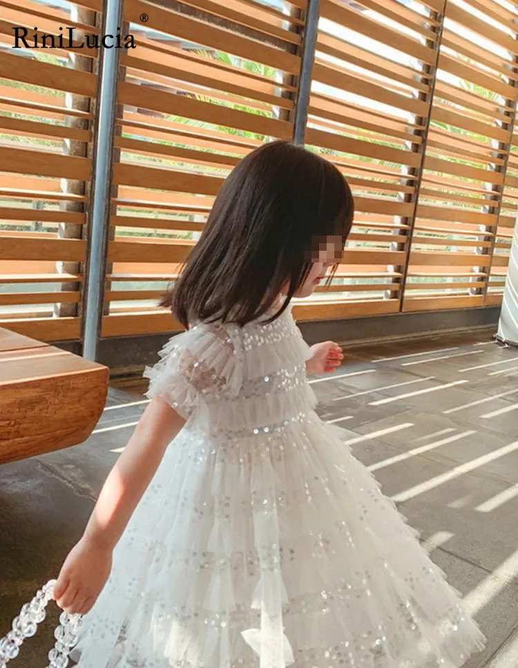 Baru Musim Panas Gadis Gaun Panjang Bayi Anak-anak Ruffles Lapisan Pernikahan Putri Gaun Pesta Vestidos Kostum Anak Pakaian - 0