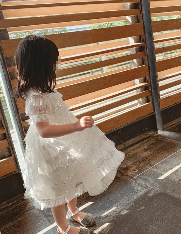 Baru Musim Panas Gadis Gaun Panjang Bayi Anak-anak Ruffles Lapisan Pernikahan Putri Gaun Pesta Vestidos Kostum Anak Pakaian - 2