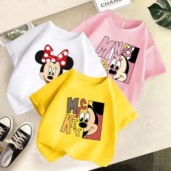 Bayi Musim Panas Bottoming Kemeja Anak Perempuan Anak Laki-laki Pendek SleeveCartoon T-shirt Gadis Kecil Balita Kapas Minnie Mickey Mouse Pakaian