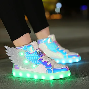 Bercahaya Sepatu Anak-anak Fashion Street Hip-hop Anak Perempuan Anak Laki-laki Berkedip Sneakers USB Isi Ulang Sepatu Skateboard Sepatu Olahraga Kasual