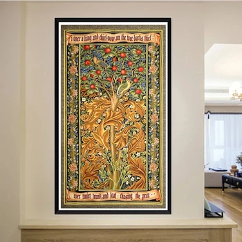 Besar DIY Lukisan Berlian William Morris Bunga Burung Pohon Seni Kerajinan Mosaik Gambar Cross Stitch Diamond Bordir Dekorasi Rumah