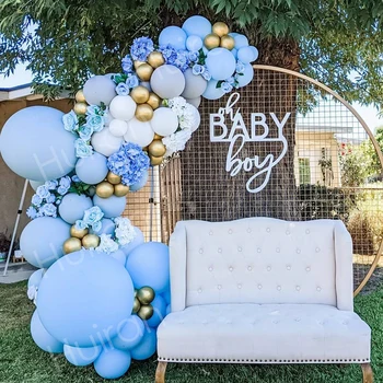Biru Balon Garland Kit Baloon Arch Balon Baby Shower Dekorasi Anak Laki-laki atau Perempuan Bayi Baptisan Pesta Ulang Tahun Anak-anak