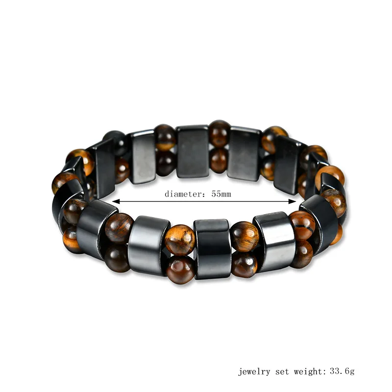 BOEYCJR Tiger Eyes Stone Beads Magnet Bangles & Bracelet Perhiasan Fashion Gelang Energi Batu Alam untuk Wanita atau Pria  - 1