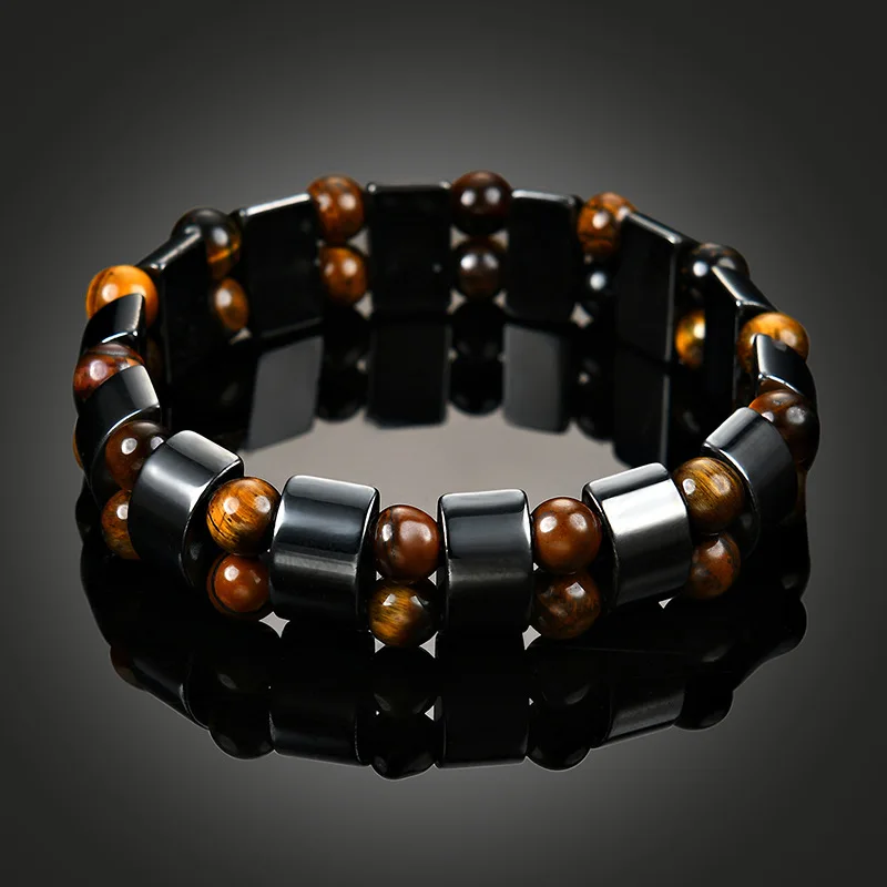 BOEYCJR Tiger Eyes Stone Beads Magnet Bangles & Bracelet Perhiasan Fashion Gelang Energi Batu Alam untuk Wanita atau Pria  - 2