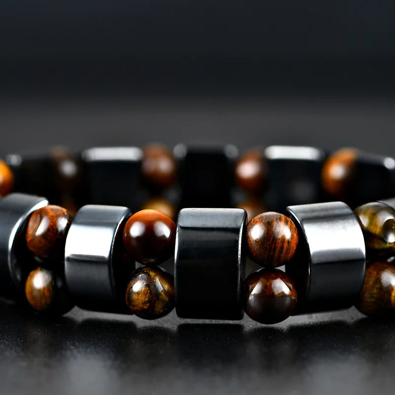 BOEYCJR Tiger Eyes Stone Beads Magnet Bangles & Bracelet Perhiasan Fashion Gelang Energi Batu Alam untuk Wanita atau Pria  - 3