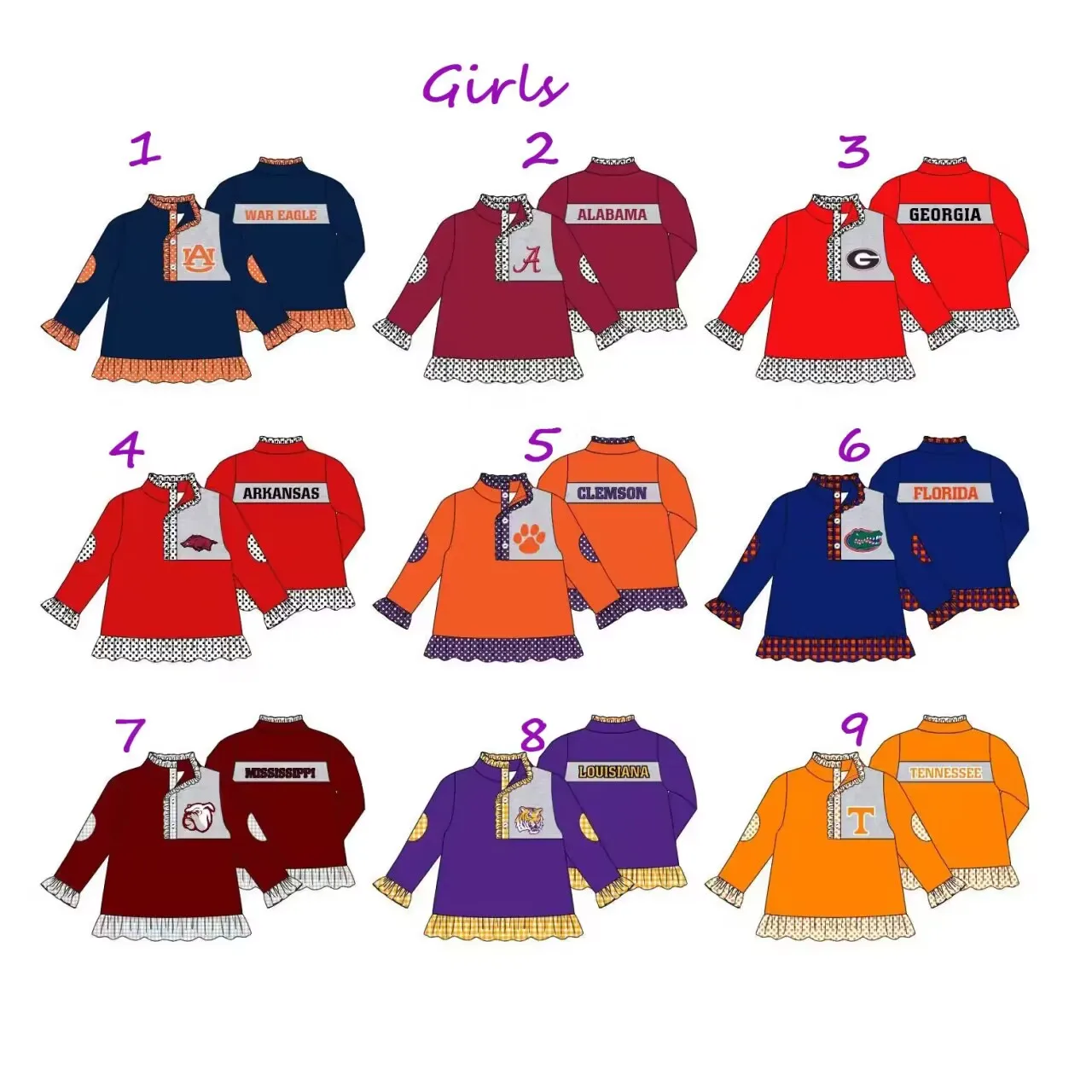 Butik Pakaian Anak Laki-laki dan Perempuan Grosir Kustom Gaya Olahraga Kasual Seragam Sekolah Atasan Lengan Panjang Bayi Atasan Lengan Panjang - 0