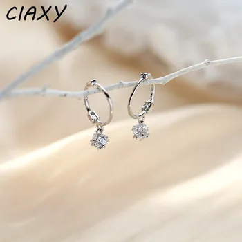CIAXY Anting-Anting Kubus Zirkon Bertatahkan Warna Perak untuk Wanita Anting-Anting Lingkaran Kecil Mini 2021 Perhiasan Mewah Sederhana
