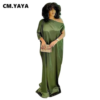 CM.Yaya Wanita Plus Ukuran Gaun Padat Pendek Batwing Slleve Asimetris Maxi Gaun Panjang Fashion Wanita Vintage Vestidos Musim Panas