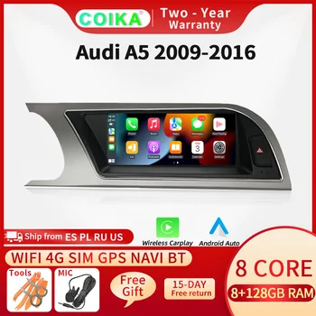COIKA 8 Inti Stereo Multimedia Mobil untuk Audi A5 2009-2016 GPS Navi Radio WIFI SIM BT Android 12 Carplay 8 + 128 GB Layar Sentuh IPS