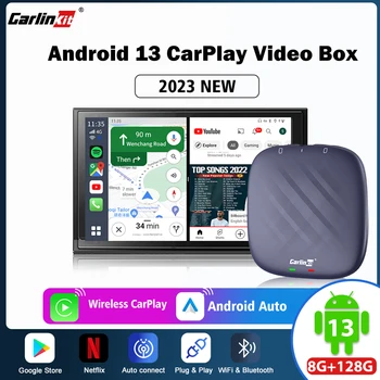 CarlinKit Kotak Ai CarPlay Android 13 8+128G Kotak TV Nirkabel Otomatis Android IPTV Netflix GPS Hotspot WiFi 4GLTE Untuk Mobil CarPlay OEM