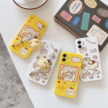 Casing Ponsel Gelang Purin Sanrio Pom Pom Kawaii untuk iPhone 13 12 11 Pro Max XR X MAX X 7/8 Y2k Gadis Fundas Cangkang Lunak Anti Jatuh