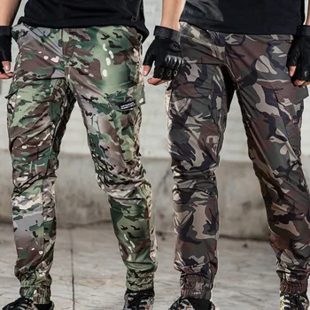 Celana Taktis Camo Tahan Air Tipis Cepat Kering Musim Panas Celana Olahraga Hiking Luar Ruangan Pria Celana Kargo Militer Latihan Tempur