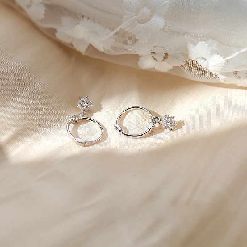 CIAXY Anting-Anting Kubus Zirkon Bertatahkan Warna Perak untuk Wanita Anting-Anting Lingkaran Kecil Mini 2021 Perhiasan Mewah Sederhana - 2