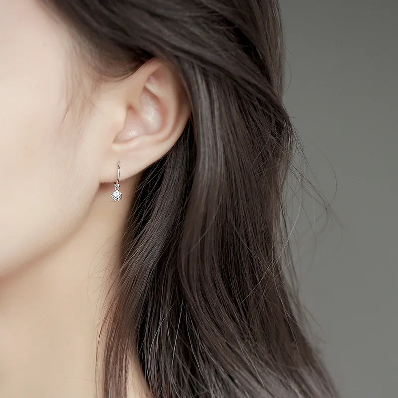 CIAXY Anting-Anting Kubus Zirkon Bertatahkan Warna Perak untuk Wanita Anting-Anting Lingkaran Kecil Mini 2021 Perhiasan Mewah Sederhana - 4