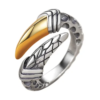 Cincin Cakar Naga Retro Kepribadian Aksesori Jari Pria Cincin Perak Sterling Antik 925 untuk Perhiasan Pria Dapat Disesuaikan