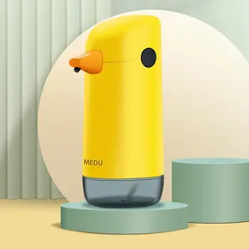 Dispenser Sabun 220 ml Desain Bebek Kartun Dioperasikan Dengan Baterai Penyimpanan Dapat Disesuaikan ABS Pembersih Tangan Induksi Otomatis Kamar Mandi
