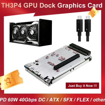 Dok GPU Mini TH3P4G3 yang Ditingkatkan Dok Kartu Grafis Grafis Eksternal PD yang kompatibel dengan Thunderbolt 60W 40Gbps Catu Daya DC / ATX
