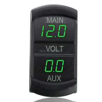 Dual Voltmeter Tegangan Baterai Monitor LED Display Indikator 12 V-24 V Mobil Perahu Biru, Merah, Hijau Grosir & Drop Kapal