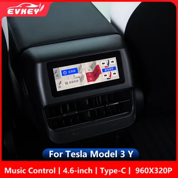 EVKEY untuk Tesla Model 3 Y Sistem Multifungsi Tampilan Kontrol AC Belakang Layar Sentuh Mini IPS HD 4,6 inci Tipe-C