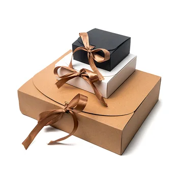 Fashion Sederhana Kotak Hadiah Kertas Kraft Pita Kue Pernikahan Kotak Permen Perlengkapan Kotak Hadiah Ulang Tahun