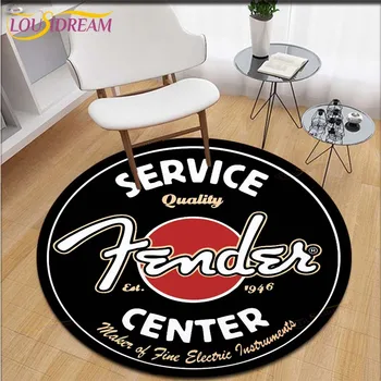 Fender Gitar Karpet Retro Bulat Karpet Dekorasi Ruang Tamu Mancave Karpet Lantai Tikar Karpet untuk Kamar Tidur Kursi Mat Hadiah untuk Ayah