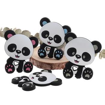 Fkisbox 20 Buah Teether Bayi Panda Silikon Bebas BPA Hewan Baru Lahir Gigi Kunyah Perawatan Gigi Liontin Mainan Mandi Beruang DIY