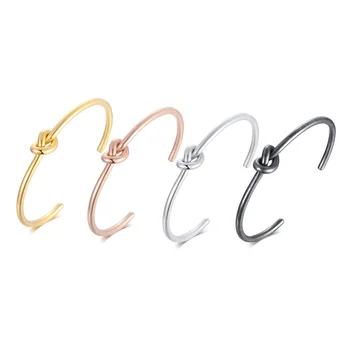 Forever Love Knot Infinity Cuff Bracelet untuk Wanita, Gelang Manset Baja Tahan Karat, Perhiasan Ikat Simpul Tunggal