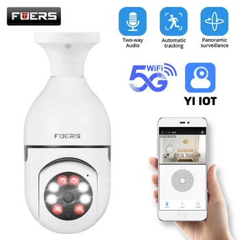 Fuers 5G Wifi E27 Bulb Pengawasan Kamera IP 2MP Penglihatan Malam Nirkabel Kamera Dalam Ruangan Rumah Kamera Perlindungan Keamanan Video CCTV