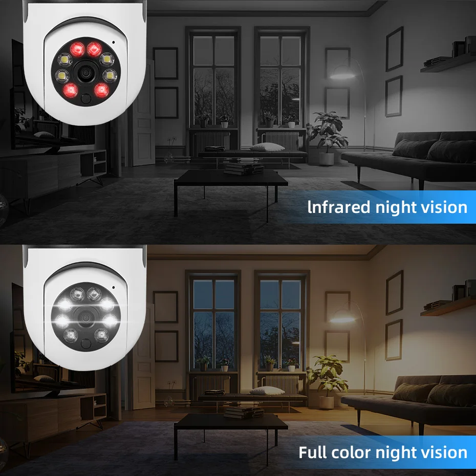 Fuers 5G Wifi E27 Bulb Pengawasan Kamera IP 2MP Penglihatan Malam Nirkabel Kamera Dalam Ruangan Rumah Kamera Perlindungan Keamanan Video CCTV - 1