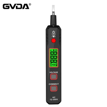 GVDA Tester Pensil Penguji Tegangan AC Non-kontak Pena Uji Digital 12-300V Pengukur Detektor Tegangan Alat Listrik Pensil Uji