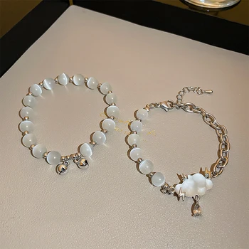 Gelang Manik-manik Berlian Imitasi Petir Awan Lucu untuk Wanita Gelang Manik-manik Liontin Lonceng Kecil Sederhana Hadiah Perhiasan Fashion Baru