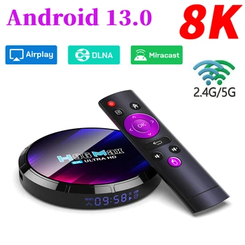 H96 MAX RK3528 Android 13.0 Set Top Kotak TV Penerima Pemutar Media 2.4 G / 5G WiFi 6 8K HDR10+Bluetooth 5.0 Semua Pemenang Kotak TV Pintar
