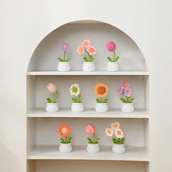 Hadiah Hari Ibu In Rajutan Bunga Buatan Sendiri Bunga Jadi Pot Tulip Tenunan Tangan Bunga Desktop Ornamen Hadiah Hari Guru