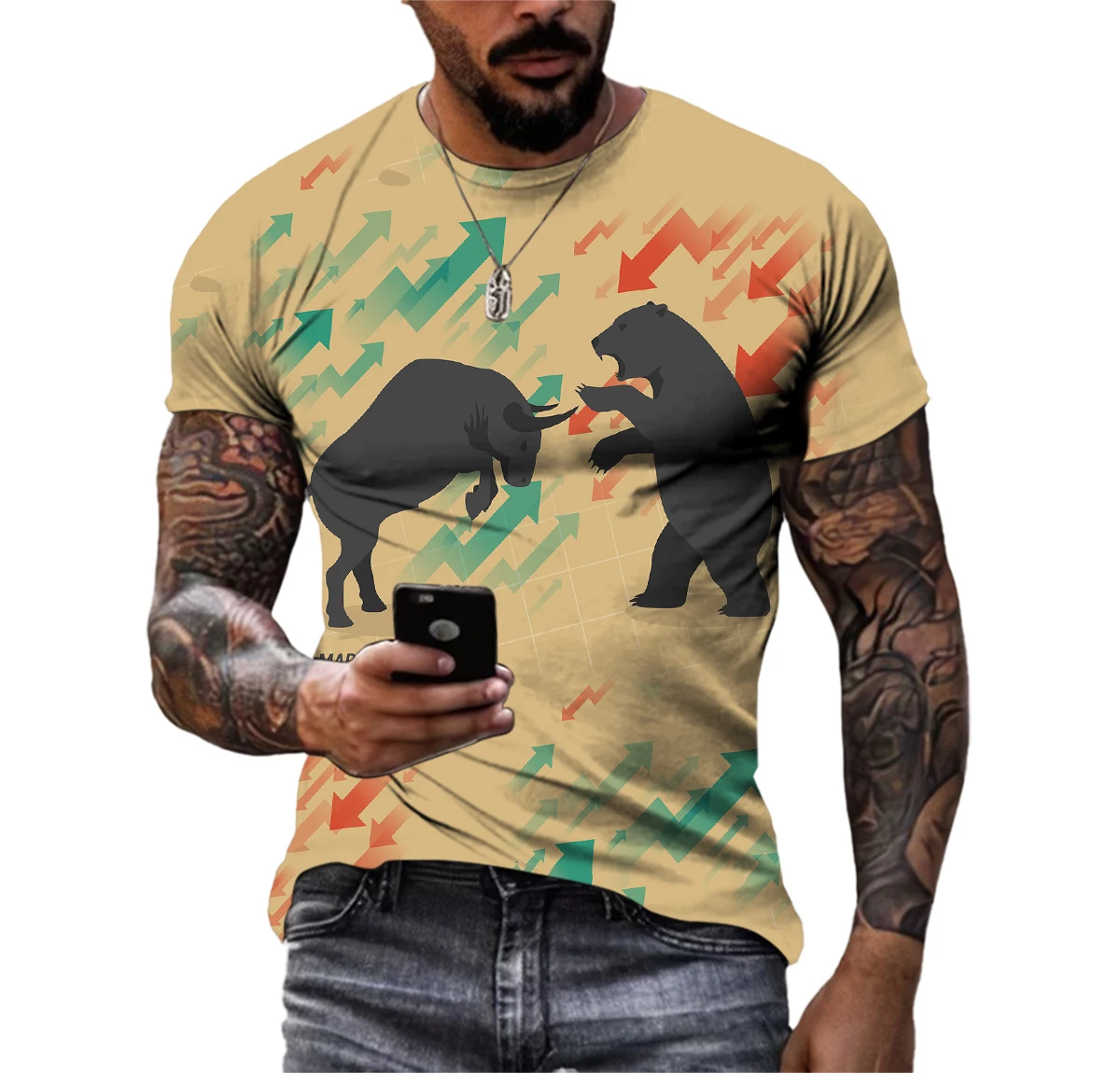 Hewan Kepala Banteng Totem Spanyol Adu Banteng 3D Printing T-shirt Kepribadian Tren Street Lengan Pendek Nyaman Olahraga Top 6X - 3
