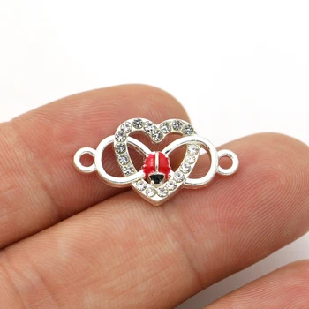 JAKONGO Antik Berlapis Perak Kristal Infinity Jantung Konektor untuk Membuat Gelang DIY Perhiasan Aksesoris 13X24 Mm 5 Pcs