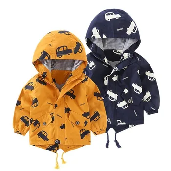 Jaket Anak Laki-laki Musim Semi Musim Gugur 2021 Jaket Ritsleting Bertudung Mantel Cetak Mode Bayi Pakaian Luar Hoodie Anak-anak Pakaian Anak-anak