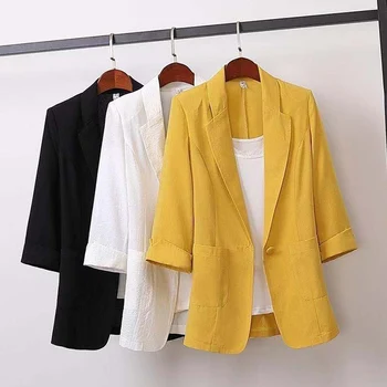 Jaket Blazer Musim Panas Wanita 2022 Mantel Ramping Hitam Mode Kerah Berlekuk Atasan Mantel Kerja Elegan Wanita Gaya Korea Pakaian