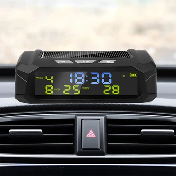 Jam Mobil Digital Pintar Kalender Pengisian Tenaga Surya USB Mobil Terbaru Tampilan LED Suhu Waktu Aksesori Interior Mobil Aksesori Interior Mobil