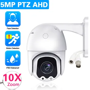 Kabel CCTV 10X PTZ Zoom Kamera Analog 5MP Kamera Keamanan Pengawasan Video Penglihatan Malam Luar Ruangan BNC 5MP untuk Sistem DVR AHD