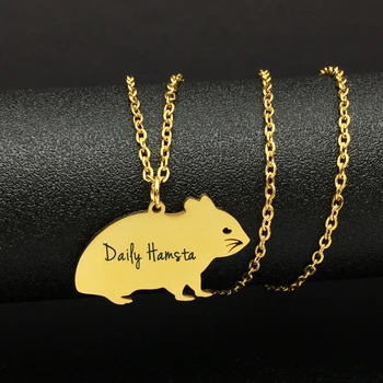 Kalung Baja Tahan Karat Hamster Nama Kustom yang Dipersonalisasi Atau Huruf Engave Hadiah Perhiasan Fashion Berkualitas Tinggi Terbaru YP0089