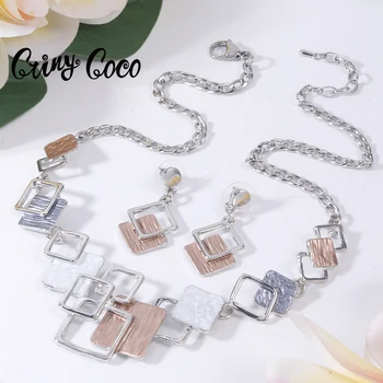 Kalung Enamel Cring Coco Kalung Geometris Wanita Baru dalam Perhiasan Kalung Rantai Trendi Hadiah Teman Natal untuk Wanita 2022