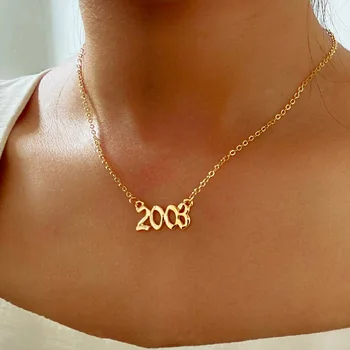 Kalung Nomor Tahun Paduan Baru untuk Hadiah Ulang Tahun Wanita dari Tahun 1991 hingga 2005 Kalung Liontin Wanita Factory Outlet Perhiasan Fashion