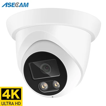 Kamera IP 4K 8MP Baru Audio Luar Ruangan POE H. 265 Onvif Sudut Lebar 2.8 Mm AI Warna Penglihatan Malam Keamanan Pengawasan Video CCTV Rumah