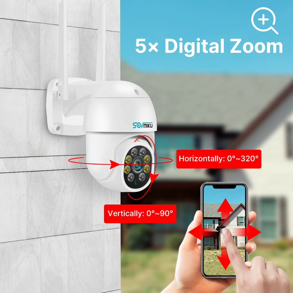 Kamera IP PTZ Pintar Wifi 4K 8MP Zoom Digital 5x Kamera Video Pengawasan Keamanan Pelacakan Otomatis AI Penglihatan Malam Warna ONVIF - 2