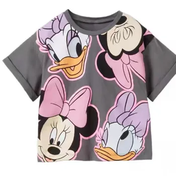 Kaos Anak Perempuan Atasan Pakaian Anak Tipis Musim Panas Kaus Anak-anak Kartun Mickey Mouse Pakaian Lengan Pendek Anak Laki-laki 2023 Populer