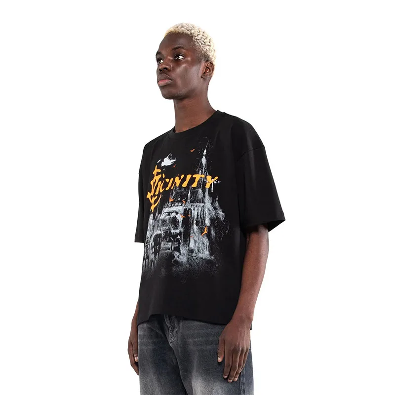 Kaos Pria Kebesaran Retro Harajuku Hip Hop Streetwear Y2k Grafis Hitam Musim Panas Atasan Katun Lengan Pendek Pakaian Bermotif - 2
