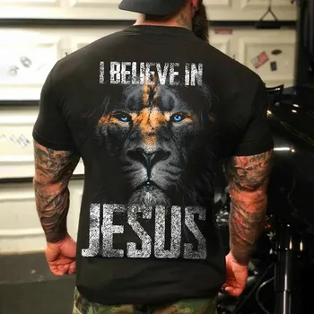 Kaus Jesus Lion Musim Panas 2022 Kaus Cetak Seluruh Tubuh 3D Kaus Atasan Uniseks Kaus