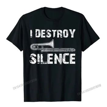 Kaus Marching Band Trombone Lucu I Destroy Silence Atasan & Kaus Pria Camisas Kaus Pria Katun Desain Baru Kaus Pria Normal
