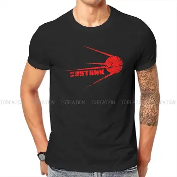Kaus Mode Sputnik Kaus Atasan Katun Murni Grafis Pria Uni Soviet Rusia T-shirt Leher O Kebesaran